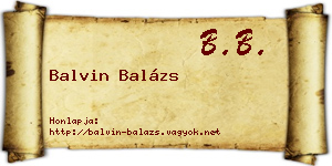 Balvin Balázs névjegykártya
